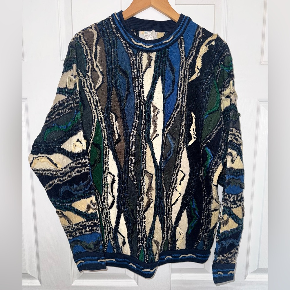 Vintage Coogi Made In Australia Men’s Textured Knit 100% Cotton Sweater 90’s